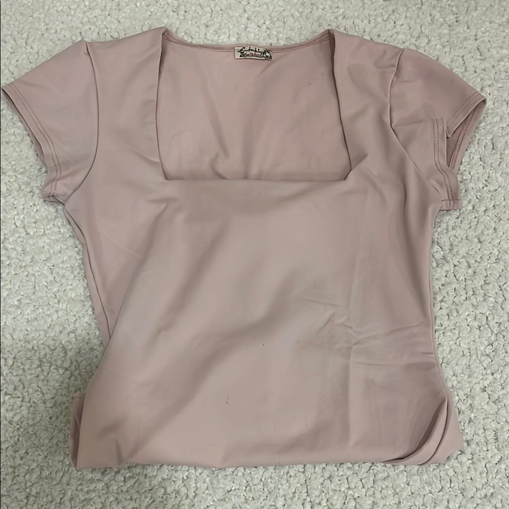 Free People Pink Bodysuit Straight neck XS